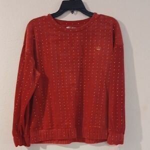 Juicy Couture Red Crew Neck Sweater with Textured Pattern